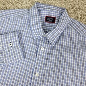 Untuckit Wrinkle Free Mens 2XL Blue White Check Button Up Long Sleeve
